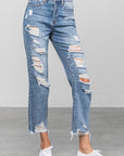 Insane Gene High Waist Heavy Distressed Girlfriend Jeans