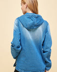 Denim Hoodie with Half Zip - Online Only