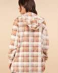 VERY J Fuzzy Plaid Long Sleeve Hooded Jacket