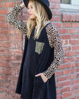 Animal Print Sleeve A-Line Dress