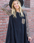 Animal Print Sleeve A-Line Dress