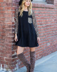 Animal Print Sleeve A-Line Dress