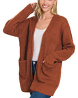 Zenana Low Gauge Waffle Open Cardigan Sweater