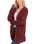 Zenana Low Gauge Waffle Open Cardigan Sweater