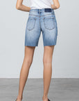 Denim Lab USA Ripped Raw Hem Bermuda Denim Shorts