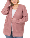 Zenana PLUS Low Gauge Waffle Open Cardigan Sweater