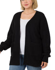 Zenana PLUS Low Gauge Waffle Open Cardigan Sweater