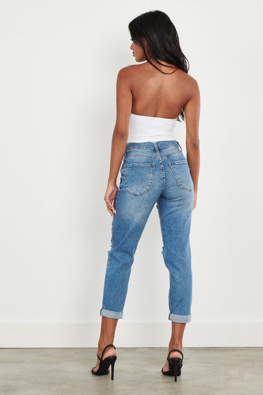 High Waisted Boyfriend Jeans - Online Only