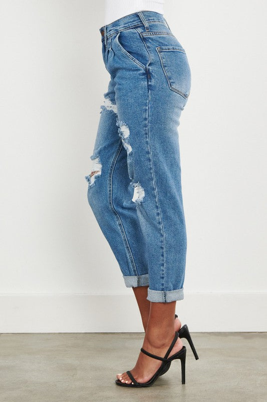 High Waisted Boyfriend Jeans - Online Only