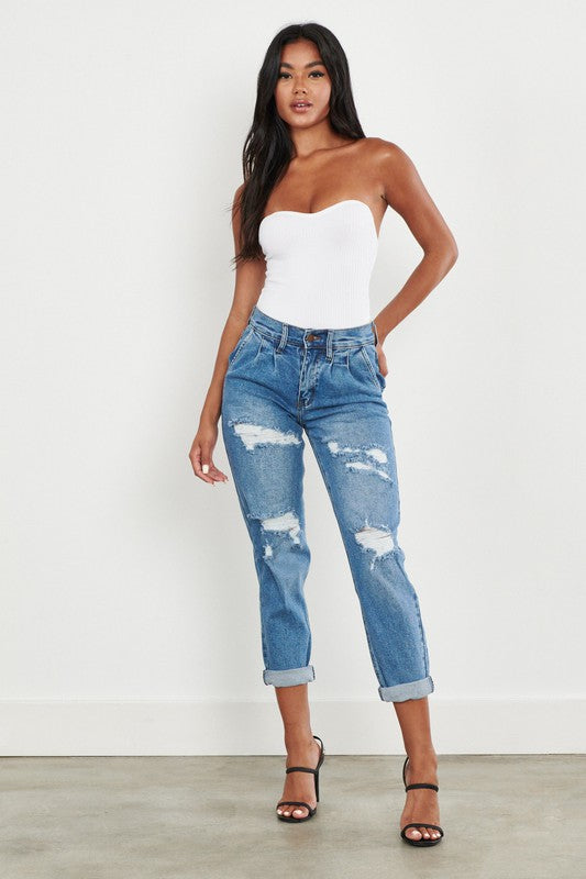 High Waisted Boyfriend Jeans - Online Only