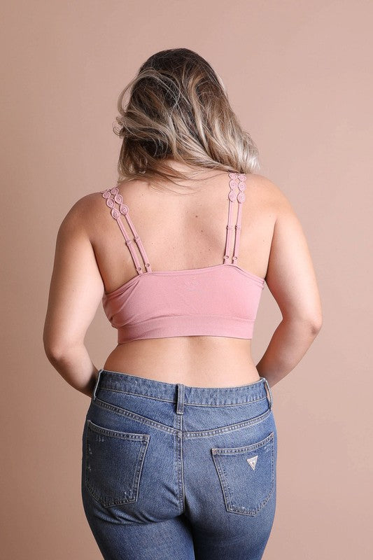 Leto Accessories Boho Eye Lace Applique Bralette Plus Size