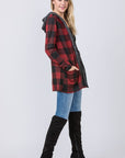 Plus Buffalo Plaid Hooded Cardigan