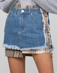 Insane Gene Plaid Checker Denim Mini Skirt