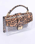 2 In 1 Leopard Printed Clear Bag