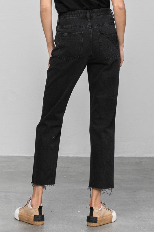 Insane Gene High Rise Premium Straight Jeans Black Denim