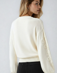 3D Daisy Embroidered Cottagecore Sweater — Cream Knit