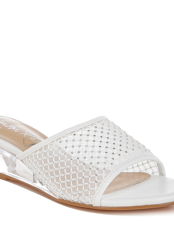 Tempra Mesh Clear Heel Wedge Sandals