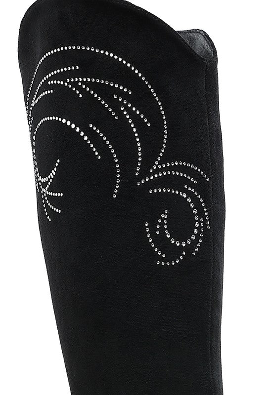 Becks Rhinestone Patterned Calf Boots