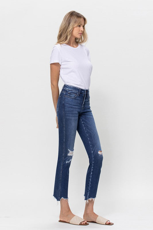 Flying Monkey Mid Rise Crop Slim Straight Medium Wash - Online Only