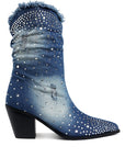 Savant Diamante & Rhinestones Denim Boots