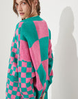 Jade By Jane Checkered Oversized Sweater