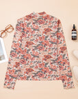 Floral Mesh Mock Neck Long Sleeve Top