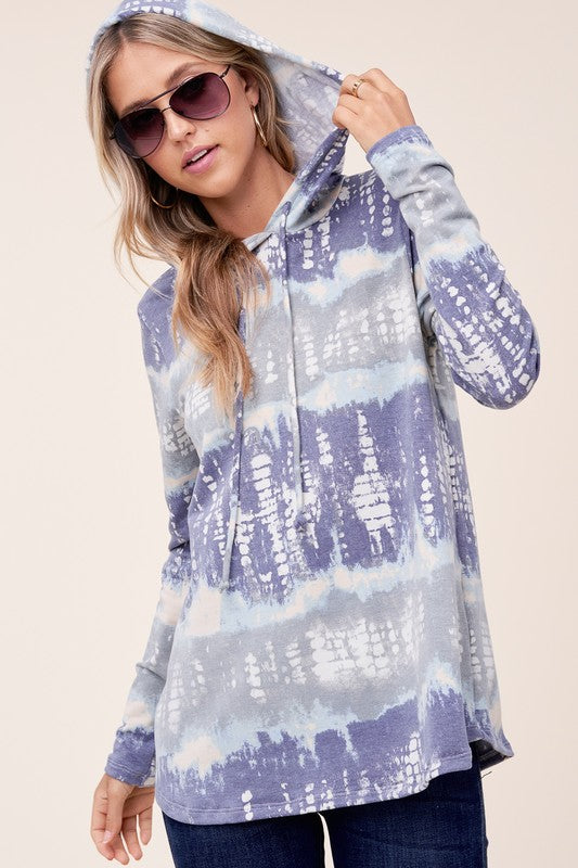 e Luna Terry Tie Dye Long Hoodie Top