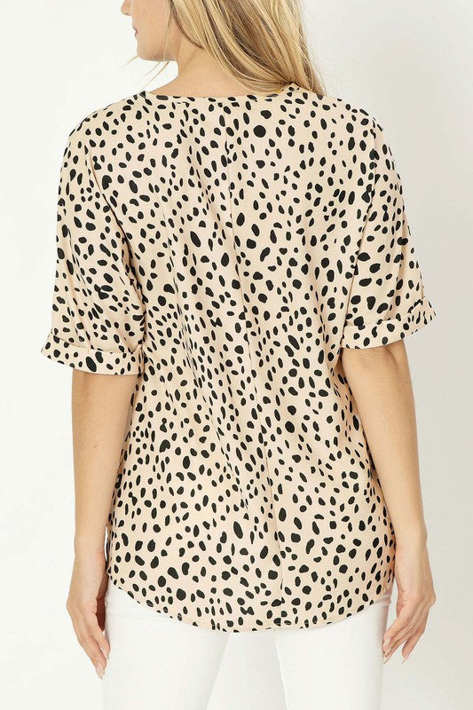 Leopard V-Neck Blouse - Online Only