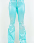 GJG Denim Metallic Bell Bottom Jean in Turquoise - Inseam 32