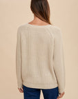 Annie Wear HELLO Embroidered Raglan Sleeve Sweater