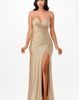 La Scala Tara Side Pleat Overlap Gown with Side Opening