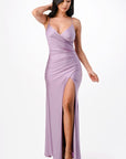 La Scala Tara Side Pleat Overlap Gown with Side Opening