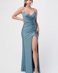 La Scala Tara Side Pleat Overlap Gown with Side Opening