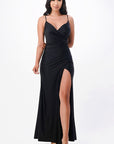 La Scala Tara Side Pleat Overlap Gown with Side Opening