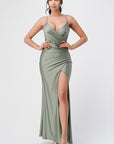 La Scala Tara Side Pleat Overlap Gown with Side Opening