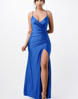 La Scala Tara Side Pleat Overlap Gown with Side Opening