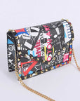 Studded Patent Crossbody Graffiti Bag