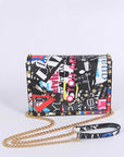 Studded Patent Crossbody Graffiti Bag