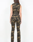 American Bazi V-Cut Ruched Camo Flare Pants