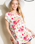 e Luna PLUS Floral Print Baby Doll Top