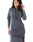 Midi Hoodie Dress by Claude in Charcoal