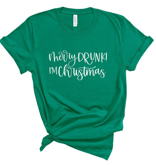 PLUS Merry Drunk I&#39;m Christmas  Crew Neck Tee