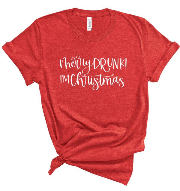 Merry Drunk I&#39;m Christmas  Crew Neck Tee