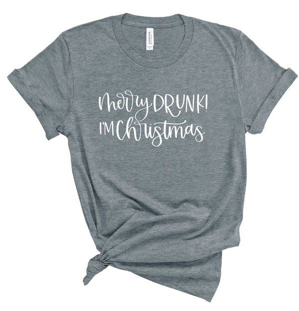 PLUS Merry Drunk I&#39;m Christmas  Crew Neck Tee