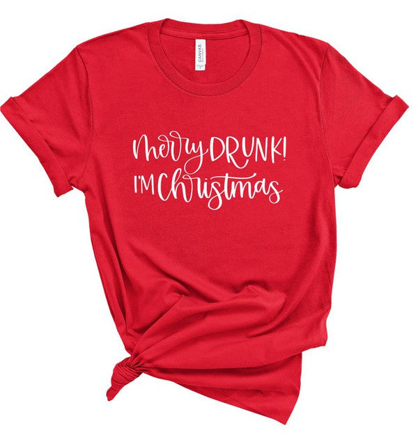 PLUS Merry Drunk I&#39;m Christmas  Crew Neck Tee