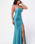 La Scala Back Lace Up Mermaid Dress with Shirring