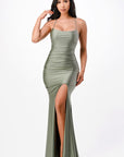 La Scala Back Lace Up Mermaid Dress with Shirring