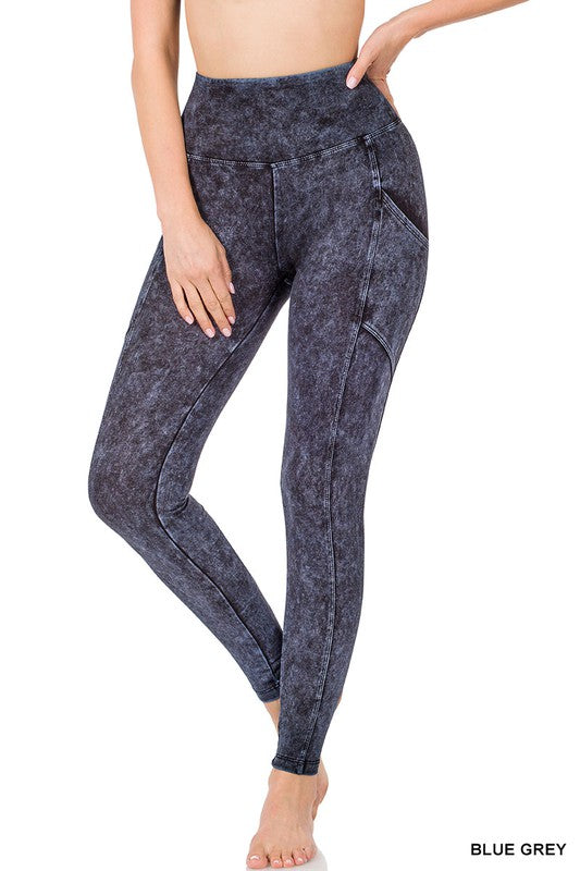 Zenana Mineral Washed Full Length Leggings - Online Only