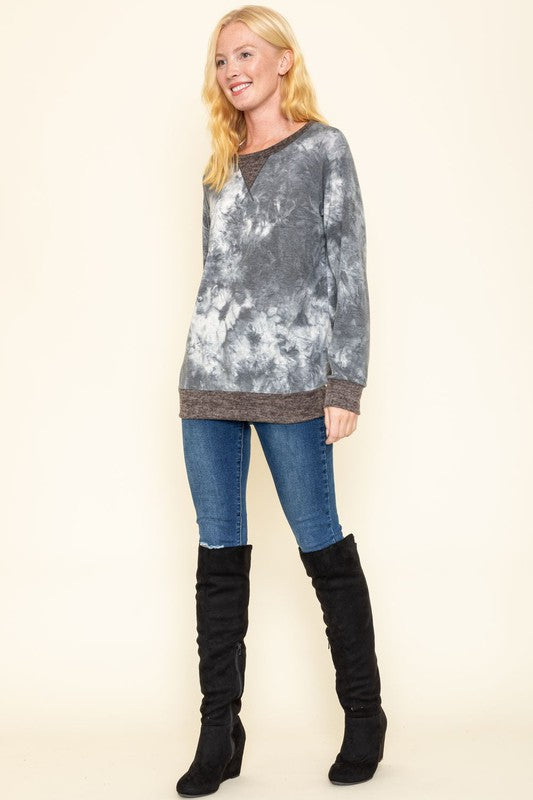 Tie Dye Raglan Two Tone Tunic