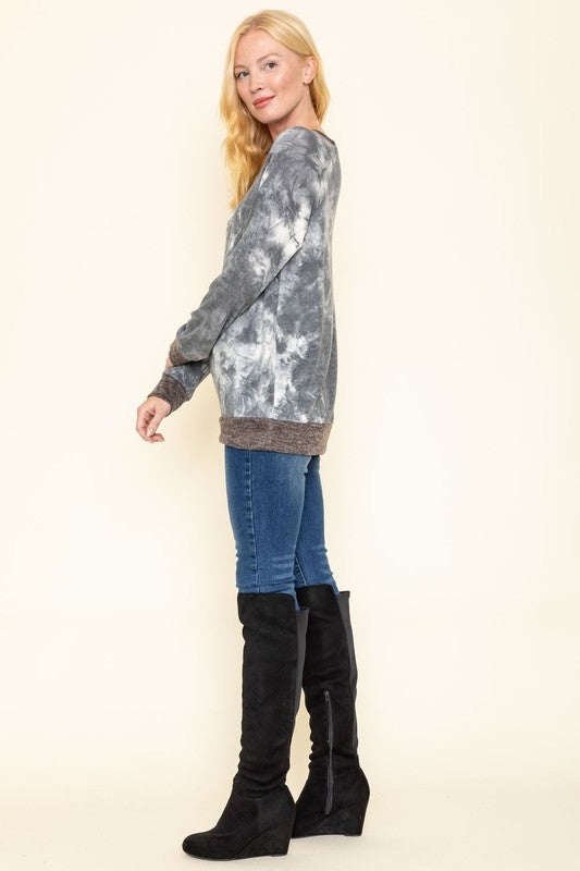 PLUS Tie Dye Raglan Two Tone Tunic